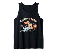 Cute Easter Bunny Diving Catch The Eggs Baseball Bunny Kids Tank Top