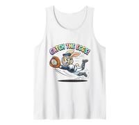 Cute Easter Bunny Diving Catch The Eggs Baseball Bunny Kids Tank Top