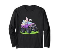 Cute Easter Bunny Driving Monster Truck Colorful Eggs Spring Long Sleeve T-Shirt