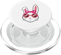 Cute Easter Bunny Face Pink Bow Round Glasses Girl Women PopSockets PopGrip for MagSafe