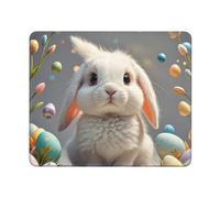 Cute Easter Bunny Gaming Mouse Pad 10x12in, Cute Mouse Mat with Stitched Edges Non-Slip Waterproof Desk Pad Small Mousemat for Keyboard Home Office Gaming Work