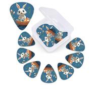 Cute Easter Bunny Guitar Picks Set of 12 with Custom Storage Box, Guitar Accessories, Ukulele for Acoustic Guitar, Bass, St Day Gift