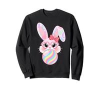 Cute Easter bunny in glasses blowing a bubble gum Girl Kid Sweatshirt