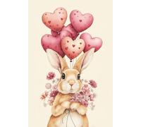 Cute Easter Bunny Journal with Heart Balloons and Flowers: Lined Notebook for Rabbit Lovers, Women & Girls