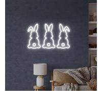 Cute Easter Bunny Neon Sign LED Easter Lights Decorations for Wall Bedroom Living Room,Dimmable Easter Rabbit Light up Banner for Easter Gifts,15.7x11.8Inch/40x30CM,USB Powered
