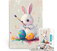 Cute Easter Bunny Painting EggsAdults 1000 Pieces Puzzle Stress Reliever Staycation Kill time Funny Gift 38x26cm