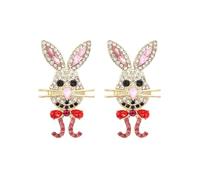 Cute Easter Bunny Rabbit Stud Earrings for Women Dainty Colorful Cubic Zirconia Rabbit Carrot Drop Earrings for Prom Spring Holiday Easter Jewelry, Zinc, No Gemstone