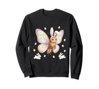 Cute Easter Bunny Rabbit with Eggs Whimsical Butterfly Art Sweatshirt