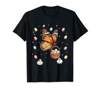 Cute Easter Bunny Rabbit with Eggs Whimsical Butterfly Art T-Shirt