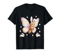 Cute Easter Bunny Rabbit with Eggs Whimsical Butterfly Art T-Shirt