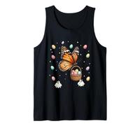 Cute Easter Bunny Rabbit with Eggs Whimsical Butterfly Art Tank Top