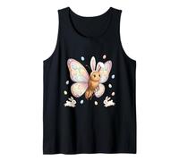 Cute Easter Bunny Rabbit with Eggs Whimsical Butterfly Art Tank Top