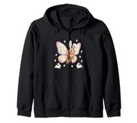 Cute Easter Bunny Rabbit with Eggs Whimsical Butterfly Art Zip Hoodie