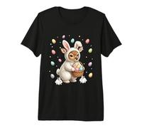 Cute Easter Bunny Rabbit with Eggs Whimsical Deer Design Premium T-Shirt