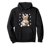 Cute Easter Bunny Rabbit with Eggs Whimsical Deer Design Pullover Hoodie