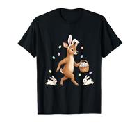 Cute Easter Bunny Rabbit with Eggs Whimsical Deer Design T-Shirt