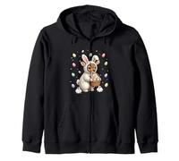 Cute Easter Bunny Rabbit with Eggs Whimsical Deer Design Zip Hoodie