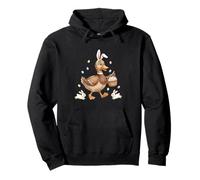 Cute Easter Bunny Rabbit with Eggs Whimsical Duck Design Pullover Hoodie