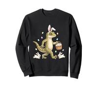 Cute Easter Bunny Rabbit with Eggs Whimsical Gecko Design Sweatshirt