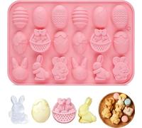 Cute Easter Bunny Silicone Mold - 3D Dessert & Ice Cube Mold for Chocolate, Candy, Baking, Soap, DIY Gifts, Food Grade Nonstick Mold, Easter Theme Party (#F)