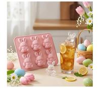 Cute Easter Bunny Silicone Mold - 6-Cavity 3D Ice Cube Dessert Mold, 3D Rabbit Shape Moulds,Easy Release & Non-Stick Easter Bunny Silicon Molds for DIY Candy,Ice Cube Trays, Soap,Chocolate (1pcs)
