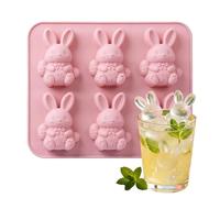 Cute Easter Bunny Silicone Mold, 6 Cavity Bunny Baking Mould Easy Release Making Tool for Gummies Cupcake Fudge Jelly Pastry Ice Soap Cake Decoration