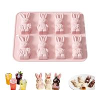 Cute Easter Bunny Silicone Mold, 8-Cavity 3D Ice Cube & Dessert Mold, Chocolate Moulds Silicone Candy Molds, Easter Egg Chocolate Moulds, Rabbit Non-Stick Reusable DIY Baking Molds for Easter (1PC)
