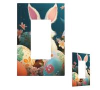Cute Easter Bunny Wall Plate Cover Modern Decorative 1 Gang Light Switch Cover Unbreakable Receptacle Outlet Covers For Living Room Bedroom Home Decor 1 Gang