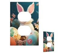 Cute Easter Bunny Wall Plate Cover Modern Decorative 1 Gang Light Switch Cover Unbreakable Receptacle Outlet Covers For Living Room Bedroom Home Decor Duplex
