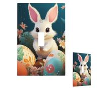 Cute Easter Bunny Wall Plate Cover Modern Decorative 1 Gang Light Switch Cover Unbreakable Receptacle Outlet Covers For Living Room Bedroom Home Decor Single Toggle
