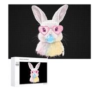 Cute Easter Bunny Wooden Puzzle Letter on Back Adults Difficult Jigsaw Puzzles for Home Decor Birthday Gift