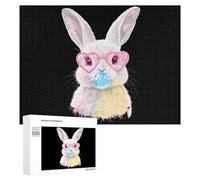 Cute Easter Bunny Wooden Puzzle Letter on Back Adults Difficult Jigsaw Puzzles for Home Decor Birthday Gift