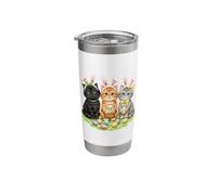 Cute Easter Cats Ears Bunny Cat Lover Easter Kittens Spring Stainless Steel Insulated Tumbler