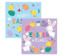 Cute Easter Characters Greeting Cards - Pack of 10 with Envelopes, Small Easter Cards for Gifts, Party Favours & Seasonal Messages