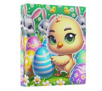 Cute Easter Chick 1-1/2 Inch Binders 3 Ring with 3 Interior Pockets, Cute Binder Three Ring Basic Binder Organizer for School Office Supplies, 1 Pack
