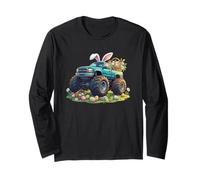 Cute Easter Day Bunny Truck Monster Rabbit with Eggs Basket Long Sleeve T-Shirt