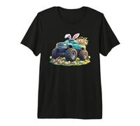 Cute Easter Day Bunny Truck Monster Rabbit with Eggs Basket Premium T-Shirt