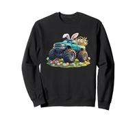 Cute Easter Day Bunny Truck Monster Rabbit With Eggs Basket Sweatshirt