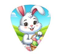 Cute-Easter-Eggs-Rabbit 12 Pack Guitar Picks With 3 Thicknesses And Storage Box, Abs Plectrums For Electric Bass Guitar Players