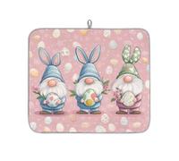 Cute Easter Eggs Rabbit Ear Gnomes Dish Drying Mat for Kitchen Counter,Absorbent Dishes Drainer Mats Washable Dish Drying Pad for Worktop Draining Racks,46x41cm