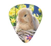 Cute Easter Eggs Rabbit Guitar Picks 12 Pcs Classical Triangle Guitar Plectrums Includes Thin, Medium & Heavy Gauges 3 Sizes for Bass Electric Acoustic Guitars Ukulele with Organizer Storage Box
