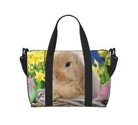 Cute Easter Eggs Rabbit Water-Resistant Crossbody Travel Bag, Large Carry-On with Adjustable Strap, Multi-Compartment Weekender for Gym, Travel, Outdoor