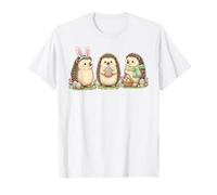 Cute Easter Hedgehog Trio Bunny Spring Animal Holiday Art T-Shirt