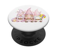 Cute Easter Pink Gnome Trio Bunny Hat Egg Spring Floral PopSockets Adhesive PopGrip