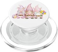 Cute Easter Pink Gnome Trio Bunny Hat Egg Spring Floral PopSockets PopGrip for MagSafe