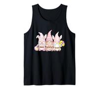 Cute Easter Pink Gnome Trio Bunny Hat Egg Spring Floral Tank Top