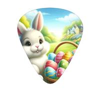 Cute-Easter-Rabbit-Eggs 12 Pack Guitar Picks With 3 Thicknesses And Storage Box, Abs Plectrums For Electric Bass Guitar Players