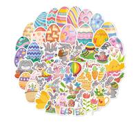 Cute Easter Stickers, Holiday Cartoon Decal Set, 50 Piece Pack with Bright Designs, Vinyl Adhesive Craft Decals, Laptop Phone with Fun Style, Seasonal Decor for Water Bottle Envelope