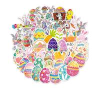 Cute Easter Stickers, Holiday Cartoon Decal Set, 50 Piece Pack with Bright Designs, Vinyl Adhesive Craft Decals, Laptop Phone with Fun Style, Seasonal Decor for Water Bottle Envelope
