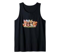 Cute Easter Woodland Animals Bunny Ears Eggs Tank Top
